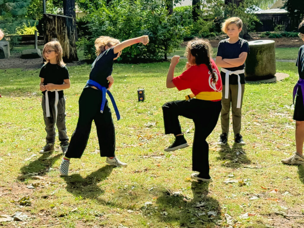 Kung fu students celebrate at our park demo 2024